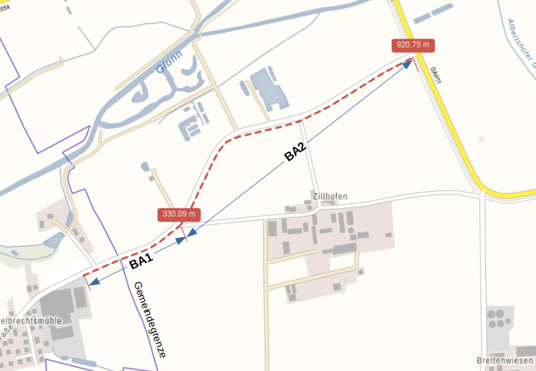 Radwege Cyclo-Einfahrt nach Zillhofen, Einfahrt nach Zillhofen - Kreuzung Cylostr./DAH 11